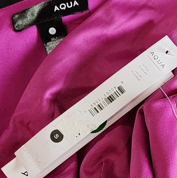 AQUA Drape Front Pink Satin Mini Dress with Adjuatable Spaghetti Straps Small - Picture 7 of 8